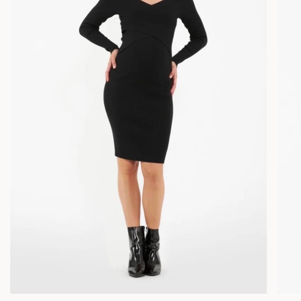 Ripe maternity Elegant Black Long Sleeve Dress
